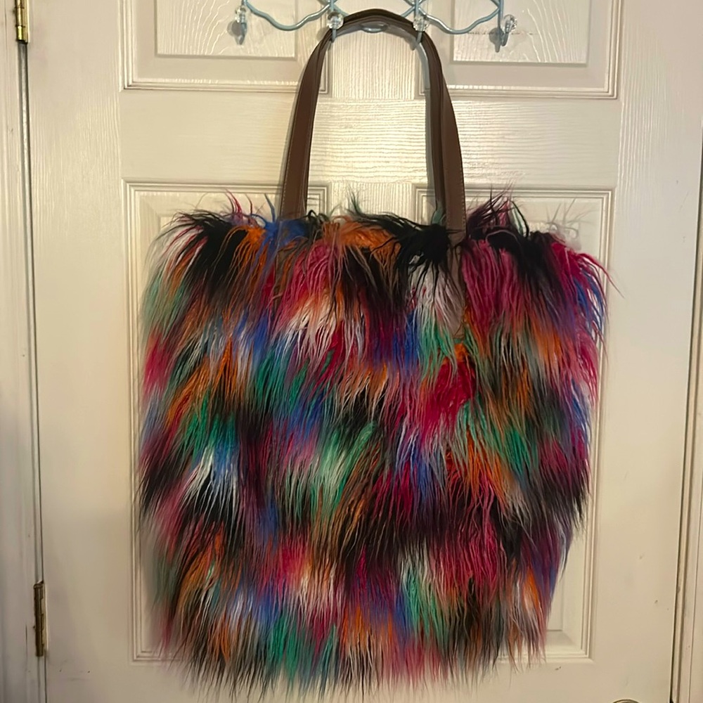 Multicolor large purse with pink lining punk y2k
